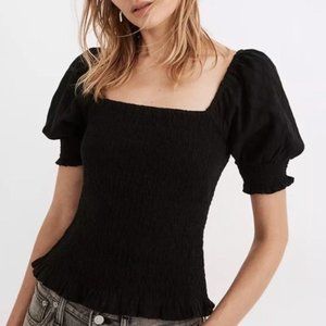 Madewell Lucie Puff-Sleeve Smocked Bodice Top